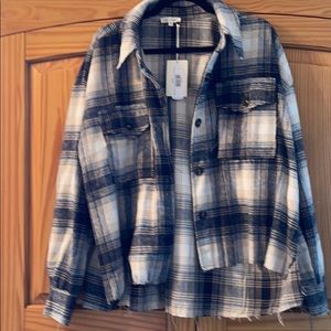 EUC raw edge la miel size medium TTS navy plaid